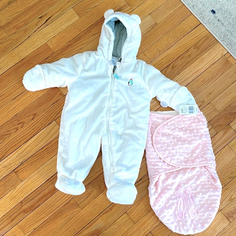 Carters Winter suit plus swaddle